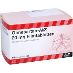 Abbildung: Olmesartan AbZ 20 mg Filmtabletten 56 St, Filmtabletten PZN 11856081