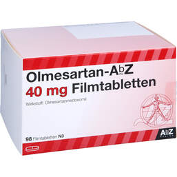 Abbildung: Olmesartan AbZ 40 mg Filmtabletten 98 St, Filmtabletten PZN 11856098