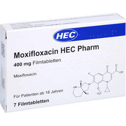 Abbildung: Moxifloxacin Hec Pharm 400 mg Filmtabletten 7 St, Filmtabletten PZN 11857531