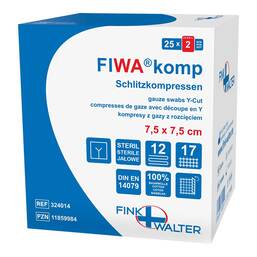 Abbildung: Schlitzkompressen 7,5x7,5 cm steril 12fach 25X2 St, Kompressen PZN 11859984