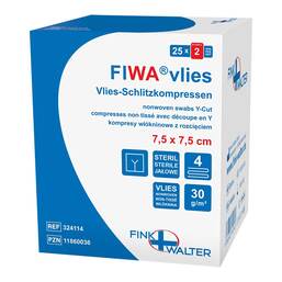 Abbildung: Vlies-Schlitzkompressen 7,5x7,5 cm steril 4fach 25X2 St, Kompressen PZN 11860036