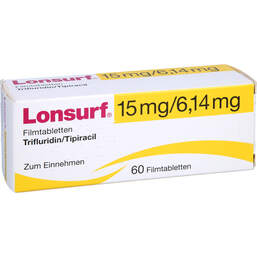 Abbildung: Lonsurf 15 mg / 6,14 mg Filmtabletten 60 St, Filmtabletten PZN 11862153