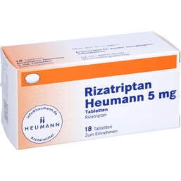 Abbildung: Rizatriptan Heumann 5 mg Tabletten 18 St, Tabletten PZN 11871301
