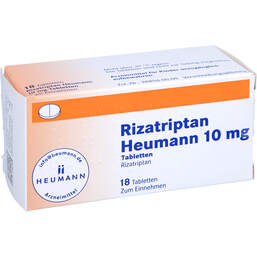 Abbildung: Rizatriptan Heumann 10 mg Tabletten 18 St, Tabletten PZN 11871376