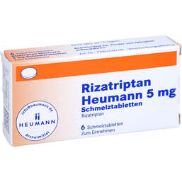 Abbildung: Rizatriptan Heumann 5 mg Schmelztabletten 6 St, Schmelztabletten PZN 11871399