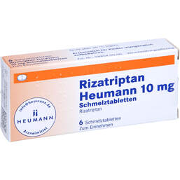 Abbildung: Rizatriptan Heumann 10 mg Schmelztabletten 6 St, Schmelztabletten PZN 11871436