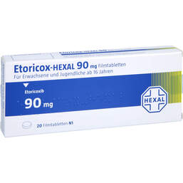 Abbildung: Etoricox Hexal 90 mg Filmtabletten 20 St, Filmtabletten PZN 11872246