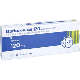 Abbildung: Etoricox Hexal 120 mg Filmtabletten 20 St, Filmtabletten PZN 11872341