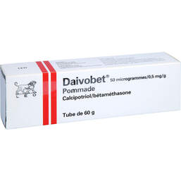 Abbildung: Daivobet 50 Mikrogramm / g + 0,5 mg / g Salbe 60 g, Salbe PZN 11873197