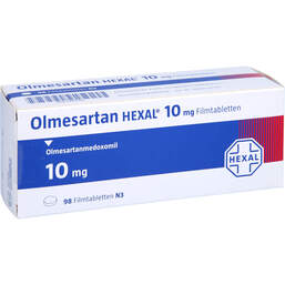 Abbildung: Olmesartan Hexal 10 mg Filmtabletten 98 St, Filmtabletten PZN 11874788