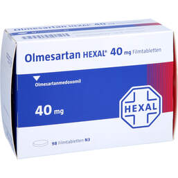 Abbildung: Olmesartan Hexal 40 mg Filmtabletten 98 St, Filmtabletten PZN 11874848