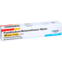 Abbildung: Fusidinsäure / Betamethason Mylan 20 mg / g + 1 mg / g Creme 30 g, Creme PZN 11881239