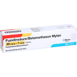 Abbildung: Fusidinsäure / Betamethason Mylan 20 mg / g + 1 mg / g Creme 60 g, Creme PZN 11881245