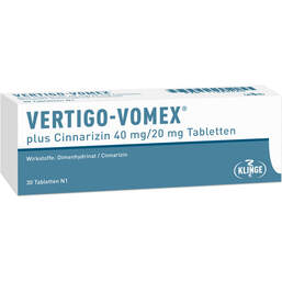Abbildung: Vertigo Vomex plus Cinnarizin 40 mg / 20 mg Tabletten 30 St, Tabletten PZN 11888460