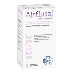 Abbildung: Airflusal Dosieraer.25 µg / 125 µg / Sprühst.120 Hub 1 St, Dosieraerosol PZN 11889956