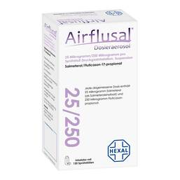 Abbildung: Airflusal Dosieraer.25 µg / 250 µg / Sprühst.120 Hub 1 St, Dosieraerosol PZN 11889979