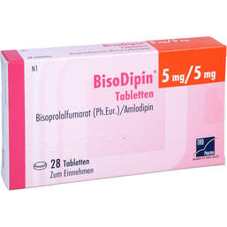 Abbildung: Bisodipin 5 mg / 5 mg Tabletten 28 St, Tabletten PZN 12020769