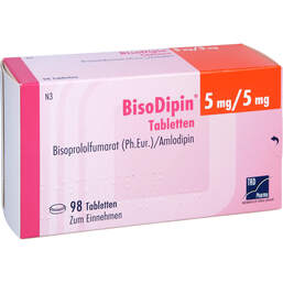Abbildung: Bisodipin 5 mg / 5 mg Tabletten 98 St, Tabletten PZN 12020798