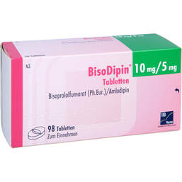 Abbildung: Bisodipin 10 mg / 5 mg Tabletten 98 St, Tabletten PZN 12020870