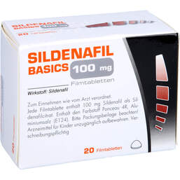 Abbildung: Sildenafil Basics 100 mg Filmtabletten 20 St, Filmtabletten PZN 12145962