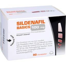 Abbildung: Sildenafil Basics 100 mg Filmtabletten 90 St, Filmtabletten PZN 12145979