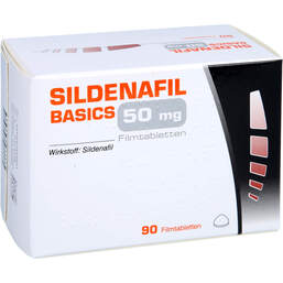 Abbildung: Sildenafil Basics 50 mg Filmtabletten 90 St, Filmtabletten PZN 12145985