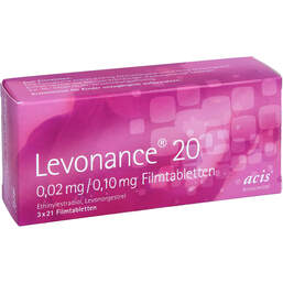 Abbildung: Levonance 20 0,02 mg / 0,10 mg Filmtabletten 3X21 St, Filmtabletten PZN 12147553