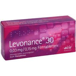 Abbildung: Levonance 30 0,03 mg / 0,15 mg Filmtabletten 3X21 St, Filmtabletten PZN 12147599