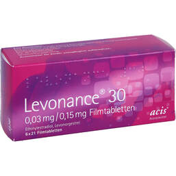 Abbildung: Levonance 30 0,03 mg / 0,15 mg Filmtabletten 6X21 St, Filmtabletten PZN 12147607