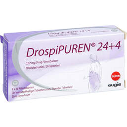 Abbildung: Drospipuren 24 + 4 0,02 mg / 3 mg Filmtabletten 3X28 St, Filmtabletten PZN 12202602