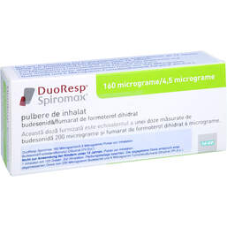 Abbildung: Duoresp Spiromax 160µg / 4,5µg / Dosis 1x120ED Inh.-P. 1 St, Inhalationspulver PZN 12308950