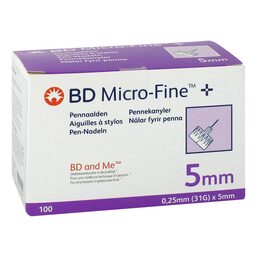Abbildung: BD Micro-Fine + 5 Nadeln 0,25x5 mm 100 St, Kanüle PZN 12339206 
