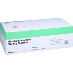 Abbildung: Mesalazin Allomedic 500 mg Zäpfchen 120 St, Suppositorien PZN 12340770