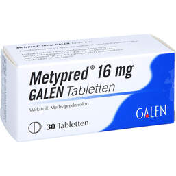 Abbildung: Metypred 16 mg Galen Tabletten 30 St, Tabletten PZN 12340994