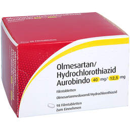 Abbildung: Olmesartan / Hydrochlorothia.Aurobindo 40mg / 12,5mg 98 St, Filmtabletten PZN 12343099