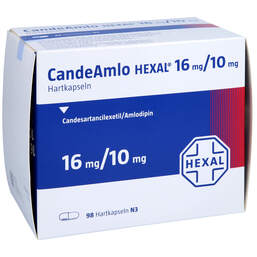 Abbildung: Candeamlo Hexal 16 mg / 10 mg Hartkapseln 98 St, Hartkapseln PZN 12343828