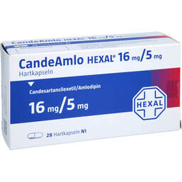 Abbildung: Candeamlo Hexal 16 mg / 5 mg Hartkapseln 28 St, Hartkapseln PZN 12343834