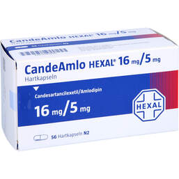 Abbildung: Candeamlo Hexal 16 mg / 5 mg Hartkapseln 56 St, Hartkapseln PZN 12343840