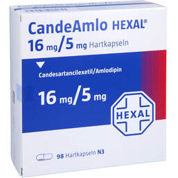 Abbildung: Candeamlo Hexal 16 mg / 5 mg Hartkapseln 98 St, Hartkapseln PZN 12343857