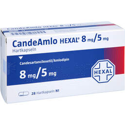 Abbildung: Candeamlo Hexal 8 mg / 5 mg Hartkapseln 28 St, Hartkapseln PZN 12343900