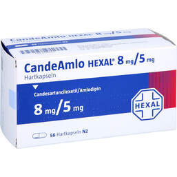 Abbildung: Candeamlo Hexal 8 mg / 5 mg Hartkapseln 56 St, Hartkapseln PZN 12343917