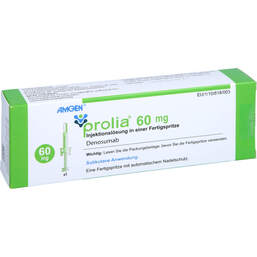 Abbildung: Prolia 60 mg Injektionslösung in einer Fertigspritze mit Ans 1 St, Injektionslösung PZN 12346689