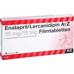 Abbildung: Enalapril / Lercanidipin AbZ 10 mg / 10 mg Filmtabletten  28 St, Filmtabletten PZN 12346815