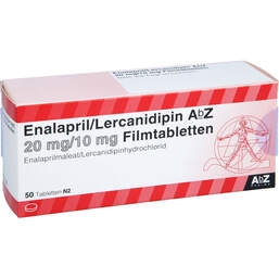 Abbildung: Enalapril / Lercanidipin AbZ 20 mg / 10 mg Filmtabletten  50 St, Filmtabletten PZN 12346867