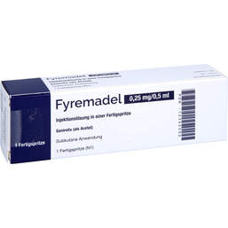 Abbildung: Fyremadel 0,25 mg / 0,5 ml Injektionslösung in einer Fertigspritze 1 St, Injektionslösung PZN 12352052