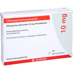 Abbildung: Olmesartan Glenmark 10 mg Filmtabletten 56 St, Filmtabletten PZN 12360063