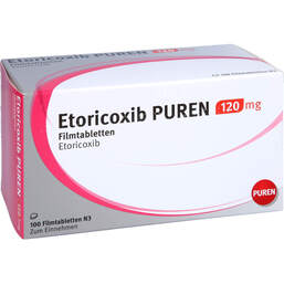 Abbildung: Etoricoxib Puren 120 mg Filmtabletten 100 St, Filmtabletten PZN 12361795