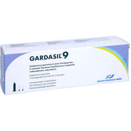 Abbildung: Gardasil 9 Injektionssuspension in einer Fertigspritze 1 St, Injektionssuspension PZN 12365706