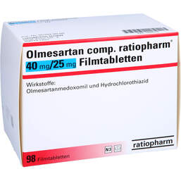 Abbildung: Olmesartan comp.ratiopharm 40 / 25 mg Filmtabletten 98 St, Filmtabletten PZN 12366746