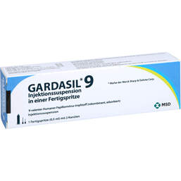 Abbildung: Gardasil 9 Injektionssuspension in einer Fertigspritze 1 St, Fertigspritzen PZN 12367208